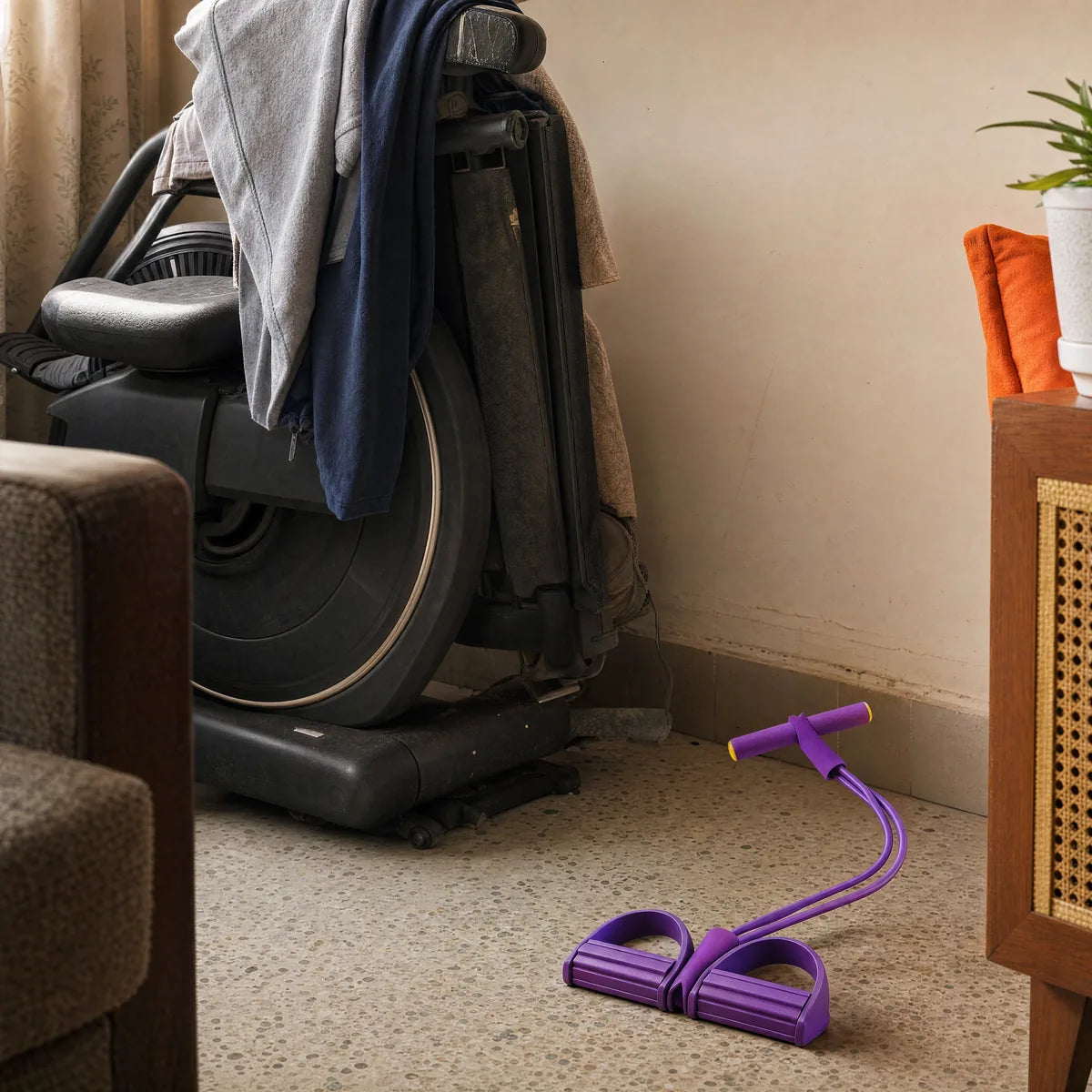 Compact home workout setup